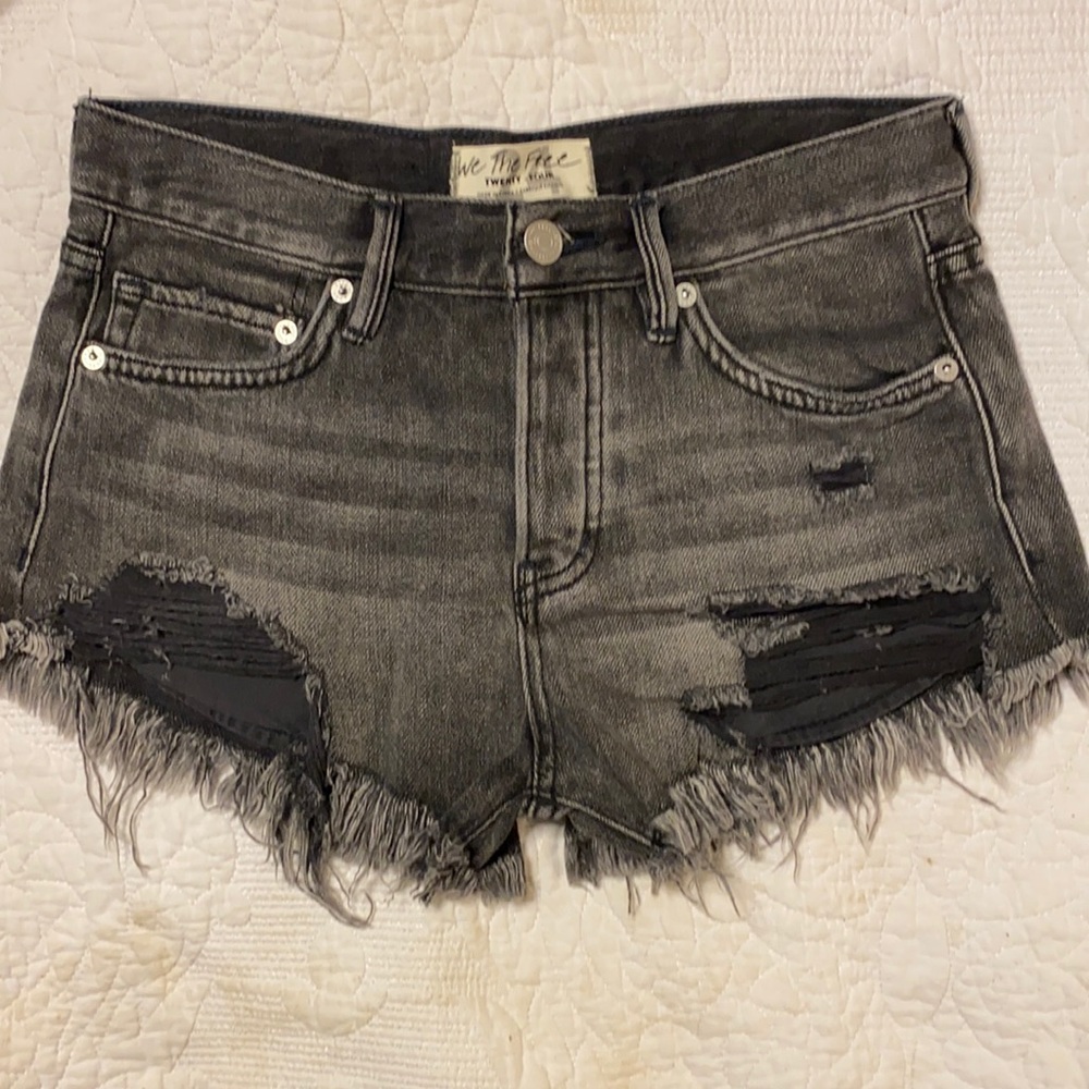 Free People Distressed Black Shorts